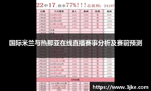 国际米兰与热那亚在线直播赛事分析及赛前预测